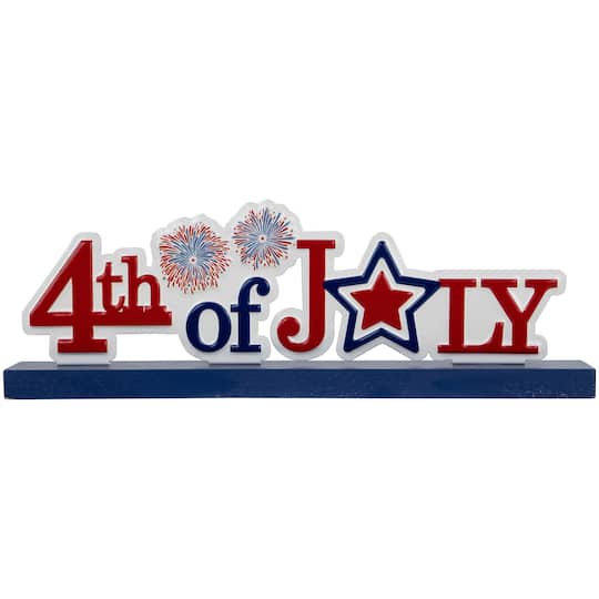 11.5&#x22; Fireworks 4th of July Patriotic Metal Tabletop Sign